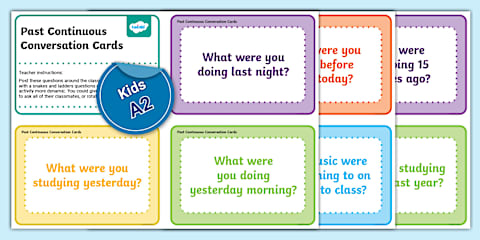 ESL Past Continuous Conversation Cards [Kids, A2-B1]