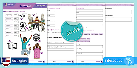 ESL Curriculum (US-English Version) Level 3, Lesson 1 Interactive Worksheet