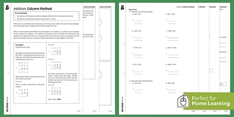 Addition Column Method 3 Digit Numbers
