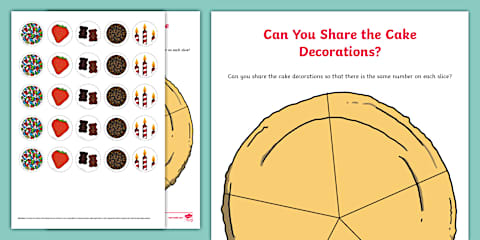 Cake Ingredients Fractions Cut and Stick Activity