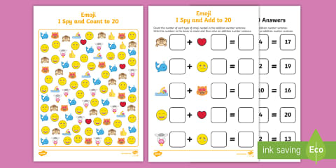 LKS2 Maths Challenge Emoticon Picture Puzzles Activity Sheets