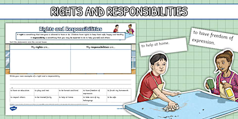 Rights and Responsibilities of Citizens Sorting Worksheet for K-2nd Grade