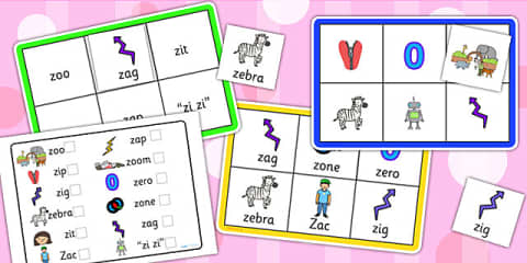 Initial z Sound Playing Cards