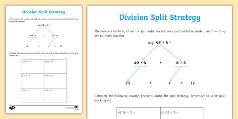 Split Strategy Fun Activity Split Strategy Division Activity Sheets