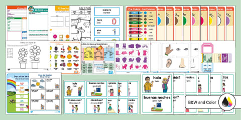 Parts of the Body Word Mat in Spanish/English