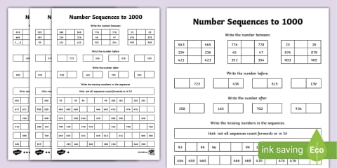 Year 3 Read and Write Numbers to 1000 Maths Activity Sheet