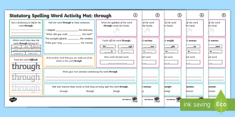 Year 3 and 4 Statutory Spelling Words Activity Mat Pack 9