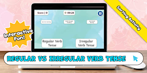 Irregular Past Tense Verbs Interactive Matching Game for 1st-2nd Grade
