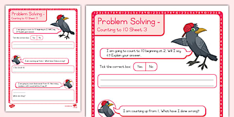 Gr R Maths - Problem Solving Counting to 10 - Worksheet (CAPS Aligned)