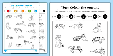 Tiger Number Bonds of 10 Worksheet
