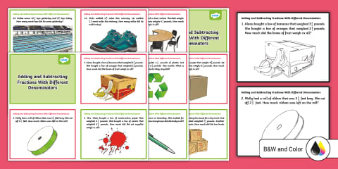 Dividing With Unit Fractions Word Problems Task Challenge Cards for 3rd ...
