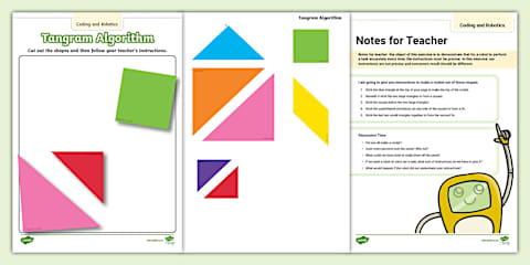 Grade R Coding and Robotics - Coding Worksheet: Tangram Algorithm