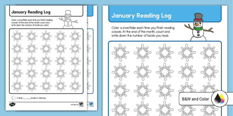 Winter Reading Log, Book Challenges, and Bookmarks