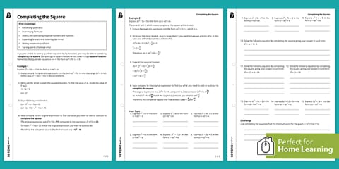 Completing the Square Activity Mats