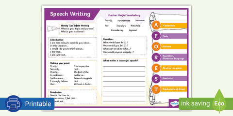 Writing Frame on How to Write a Speech