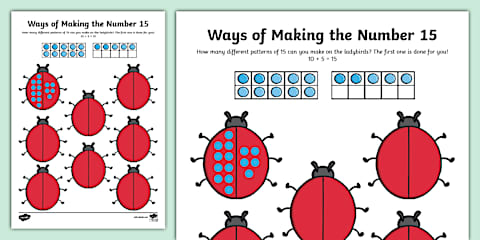 Addition to 15 Number Line Worksheet