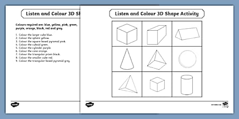 3D Shapes I Spy and Count Activity Sheet