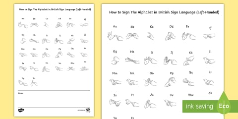 British Sign Language Left Handed Fingerspelling Colour Maze D