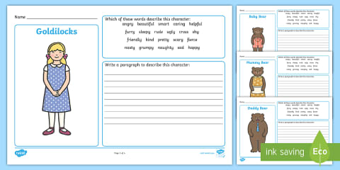 Goldilocks Character Description Mind Map