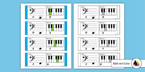 Treble Clef Piano Musical Notes Flash Cards
