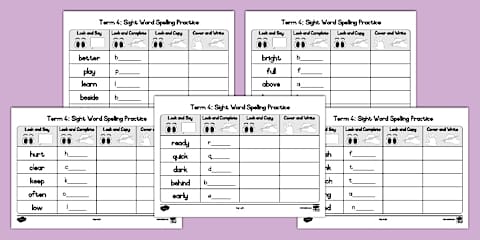 Grade 3 English Term 4 Sight Word Spelling Sheets (CAPS Aligned)