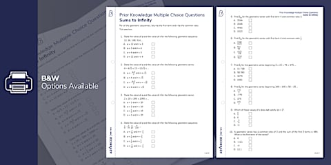 Geometric Sequences - Prior Knowledge Multiple-Choice Questions