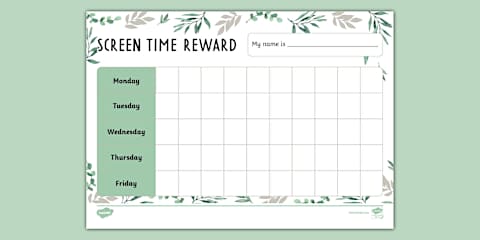 Screen Timetable Screen Time Weekly Timetable
