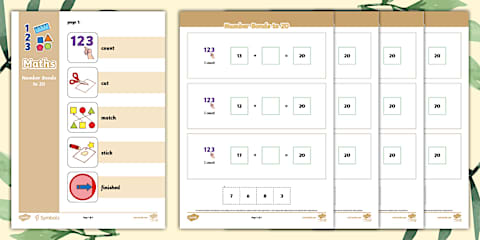 Math Display Pack Botanical-Themed Number Bonds to 20 Poster