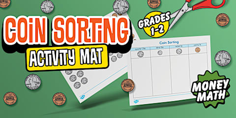 Coin Sorting Cut and Paste Worksheet for 1st-2nd Grade