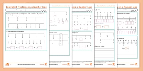 Placing Fractions on a Number Line Worksheet for 3rd-5th Grade