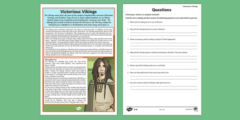 Viking Longships Differentiated Reading Comprehension Activity Arabic ...