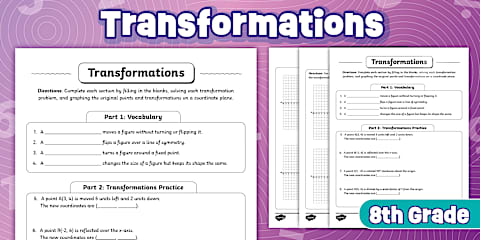 Eighth Grade Geometry Transformations Cheat Sheet Handout