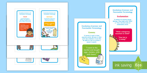 Year 2 Vocabulary Grammar and Punctuation Terminology Display Posters
