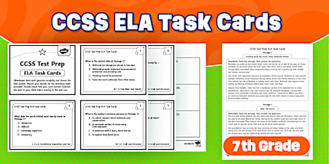 Seventh Grade Math Task Cards | CCSS Test Prep