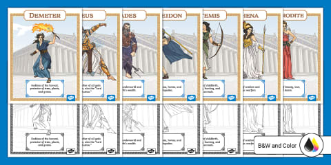Ancient Greek Gods Research and Create Trading Cards Project for 6th ...