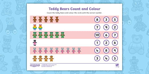 Teddy Bear Count and Match Numbers to 20 Worksheet