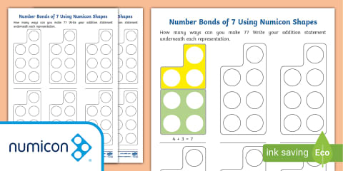 Number Bonds of 5 Using Numicon Shapes Activity Sheet