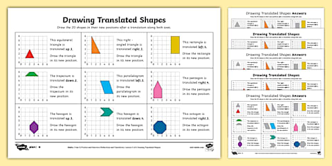 Translation of Shapes Worksheet Pack