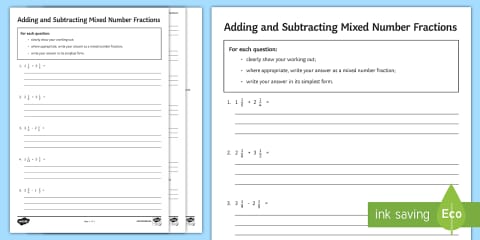 Adding and Subtracting Mixed Fractions 4-in-a-Row Game