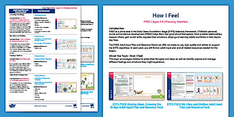 EYFS PSED Feelings Station Adult Input Plan and Resource Pack