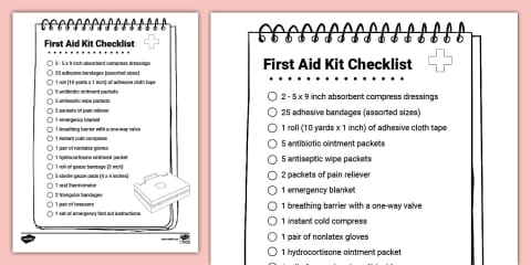 Editable First Aid Checklist