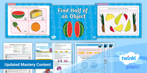 Half Objects Fractions: Recognising Half of Shapes and Objects (Ages 5 - 6)