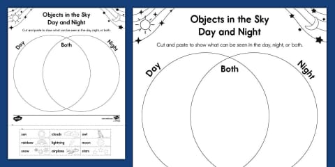 First Grade Fun With the Sun, Moon, and Stars Worksheets