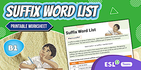 ESL Prefix Word List [Teens, B1]