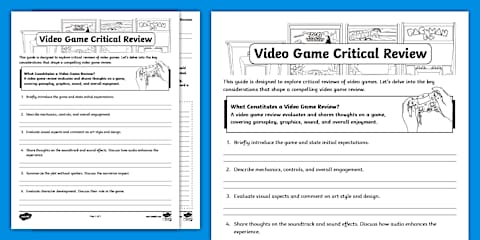 Video Game Review Templates Differentiated