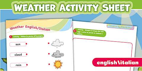 Weather Italian Worksheet Draw the Weather Worksheet English/Italian