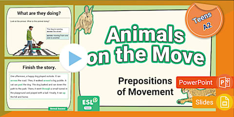 ESL Prepositions of Movement Cards [Teens, A1]
