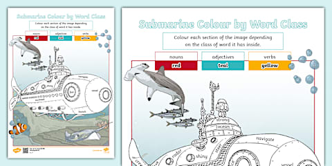 KS1 Summer Themed Colour by Word Class Worksheet
