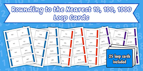 Rounding to the Nearest Whole Number Loop Cards