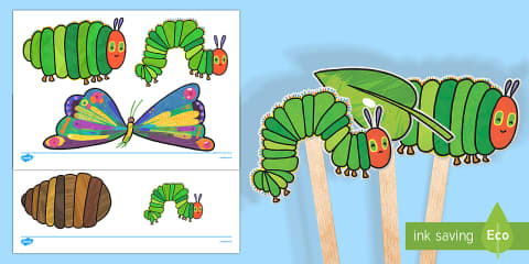 Caterpillar Life Cycle Cut and Stick Worksheet EYFS